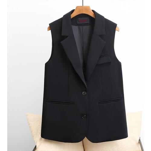 #5252 Black Sleeveless Blazer Women Single Breasted Casual Vest Coat Female Sleeveless Jacket Korean Style Office Waistcoat Slim