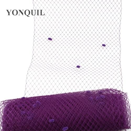 Free Shipping Purple 5 Yards Per Lot Birdcage Veil with Dot 25CM Width Russian Veiling Netting Wedding Dot Veils Material LDV08