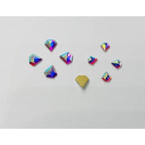 Free Shipping Nail Rhinestones Decorations Crystal AB Color 5mm Or 7mm Diamond Shape Flat Back Non Hot Fix Glue On Stones