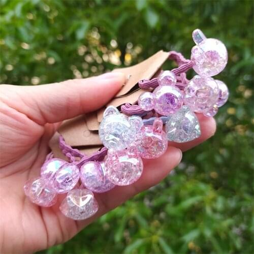 2PCS New Cute Colorful Crackle Cartoon Kids Elastic Hair Bands Children Ropes Girls Accessories Baby Headdress Princess Headwear
