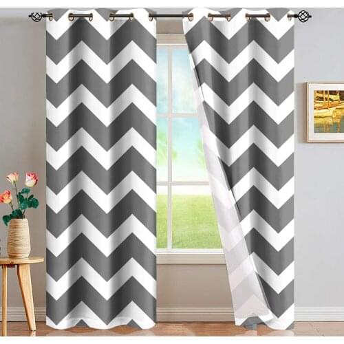 DARMIAN Color Wave Stripe Design Home Deco Curtains Blackout Thermal Insulated Grommet Drapes Panel Set Full Shading Drapes