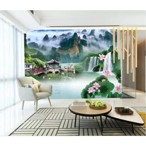 Custom photo wallpapers for walls 3 d murals wallpaper Chinese pastoral style lotus landscape murals wall papers home decor
