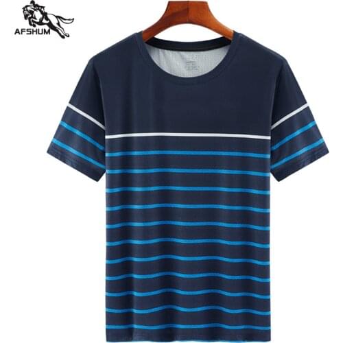 T-shirt men L-6XL 7XL 8XL mens Short sleeve t-shirt Summer new stripe stretch Ice silk T-shirt mens casual Quick dry t shirts