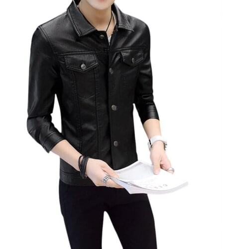 Plus Size Leather Jacket Men New 2021 Motorcycle Mens Leather Coat Spring And Autumn Short Slim Male Leather Clothing Black PU