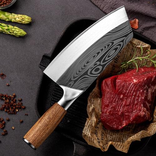 Stainless Steel Kitchen Knife Hand Forged Meat Chopping Cleaver Slicing Fish Vegetables Slicing Knife Sharp Blade Cooking Tools