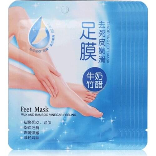 HOT Milk Bamboo Vinegar Exfoliating Foot Mask Socks Exfoliation to Remove The Foot Membrane Remove Dead Skin Heel Foot Leg TSLM1