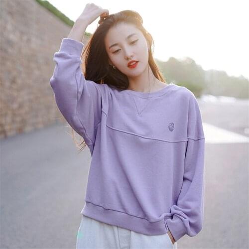 Simple Wild Sweatshirt Women Loose Printting Tops Woman Fall New Long Sleeve O-neck Women Clothes Cotton Pullover Femme Sweet