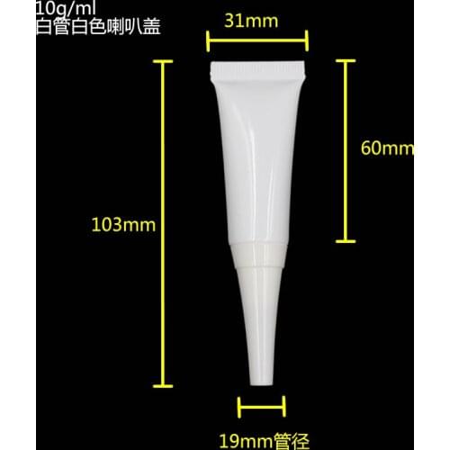 Empty small cosmetic tubes 10ml, white plastic tube for eye cream, 10ml soft tube wholesale