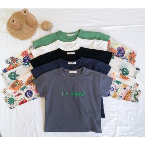 2 3 4 5 6 7 Y Boys Shirts Fashion Cartoon Print Stitching Long Sleeves Tops for Boy Casual Letter Fake Two Pieces Kids T-shirts