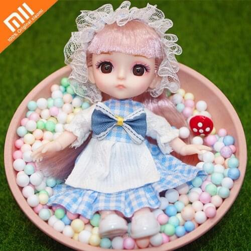 Xiaomi 17cm Mini BJD Doll 13 Moveable Joint Dolls Long Hair 3D Eyes BJD Toy Little Girl Dress Up Make Up Toys Girls Gift Dolls