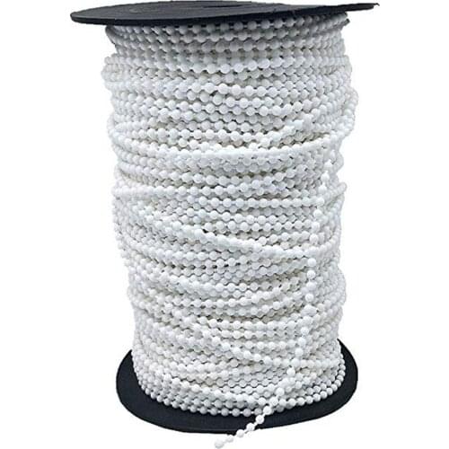 50M Roller and Roman Shade Blind Beaded Chain Cord White Plastic Roller Curtain Bead Rope Blind Beaded Cord for Roller Blind