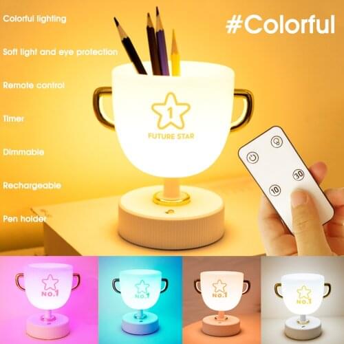 LED Baby Night Light Bedside Lamp Trophy Pen Holder Dimmable Kids Lamp for Nursing Breastfeading