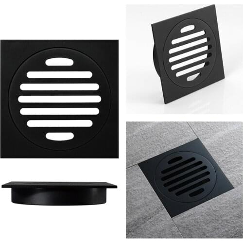 Bathroom Square Shower Drain Copper Floor Drain Trap Waste Grate Round Cover Hair Strainer
