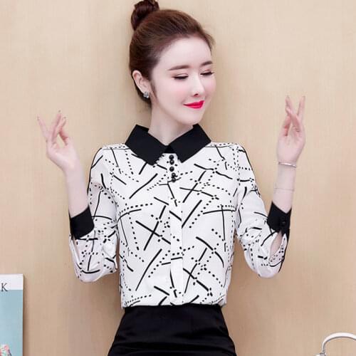 Ladies fashion chiffon shirt womens spring and autumn 2021 new bottoming shirt temperament top western leisure