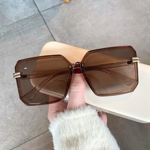 2021 New Vintage Oversides Square Women Sunglasses Luxury Fashion Trend Gradient Tea Sun Glasses High Quality Eyewear UV400