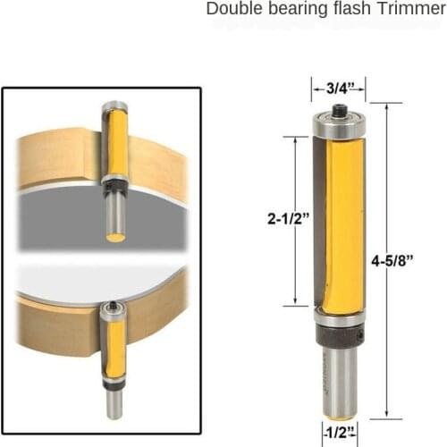1/2 Double Bearing Trimming Cutter Double Edge Straight Router Bit Woodworking Tool Wood Milling Trimming Machine Boring Cutter