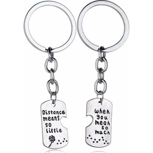 12Set/Lot Charm Dandelion Keychain Lovers Couples Keyring Distance Means So Little Love Women Men BFF Gifts Jewelry Relationship