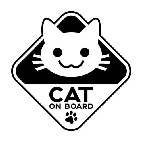 16CM*16CM Funny Vinyl Sticker Car Decal CAT ON BOARD Black/Silver