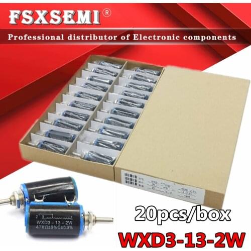 20pcs WXD3-13-2W 100 220 470 1K 2K2 3K3 4K7 10K 22K 33K 47K Ohm 100R 220R 470R 2.2K 3.3K 4.7K WXD3-13 2W Wirewound Potentiometer