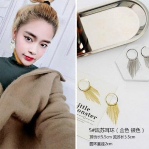 2018 Simple fashion jewelry tassel long earrings temperament retro exaggerated geometric big earrings female elegant earrings