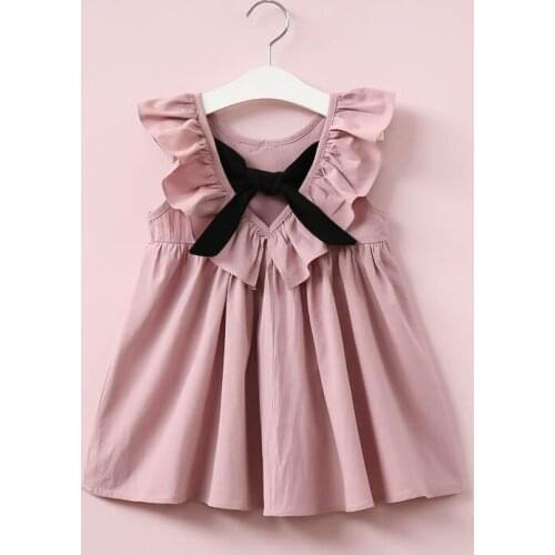 2020 Elegant Style Fashionable Flying Sleeves Womens Bow Tie Princess Party Dress Childrens Clothes Girls Lovely Costumes
