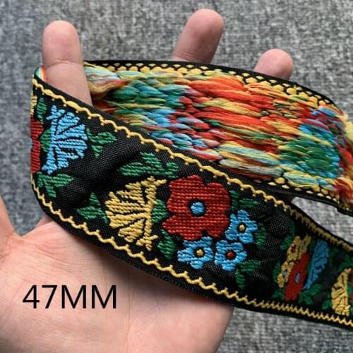 3 YARD 47MM Flower Black Solarium Embroidered Ribbon National Lace