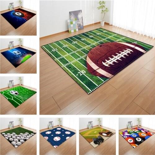 3D Green Football carpet kids room baseball rug field parlor bedroom living room floor mats children large rugs home customized