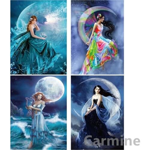 Moon Elf Girl DIY 5D Diamond Painting Mosaic Wall Art Cross Stitch Embroidery Picture Full Round&Square Drill Home Decoration