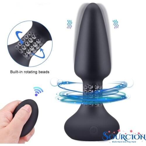 SWT Vibration Butt Plugs Rotation Beads Vibrator Prostate Massage Wireless Remote Control Anal Plug Adult Sex Toys For Man/Woman