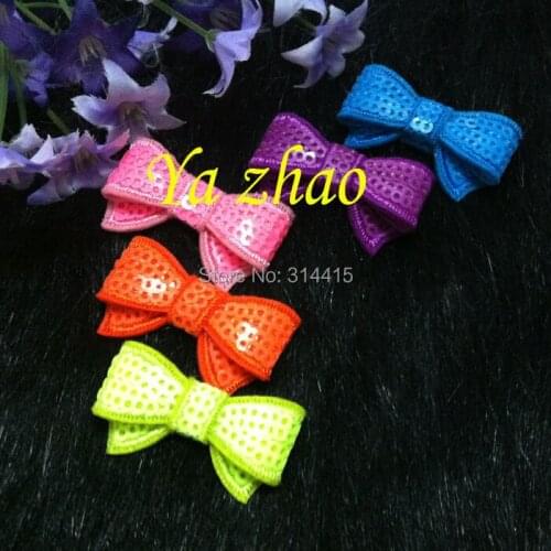 Top Quality 1.4" mini Neon color sequin bows, neon color hair sequin bows, 50pcs/lot, 5colors, free shipping