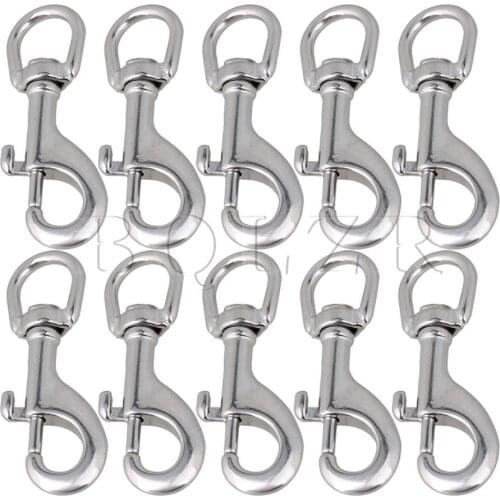 BQLZR 80mm Silver 304 Stainless Steel Swivel-Eye Bolt Snap Hook Round Eye Swivel for Keychain Strap Pack of 10