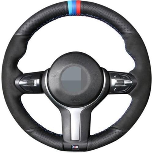 DIY Soft Car Steering Wheel Cover For BMW M Sport F30 F31 F34 F10 F11 F07 F45 F46 F22 F23 M235i M2 Black Genuine Leather Suede
