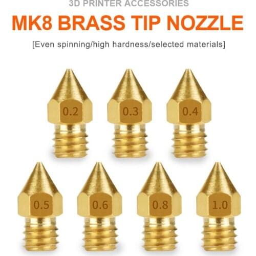 3D Printer Accessories MK8 Brass Nozzle Extruder Print Head Nozzle For 1.75MM Anet A8 Makerbot CR10 CR10S Ender-3