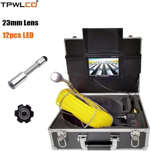 7" Monitor 23mm CCTV Camera DVR Drain Sewer Pipe Wall Inspection System With 20/30/40/50m Cable