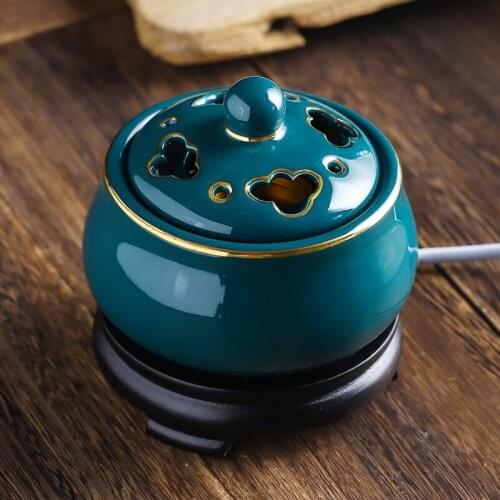 Chinese Simple Incense Burner Small Ceramic Hollow Out Gold Side Incense Burner Vintage Antiquity Incensario Home Decor EI50IB