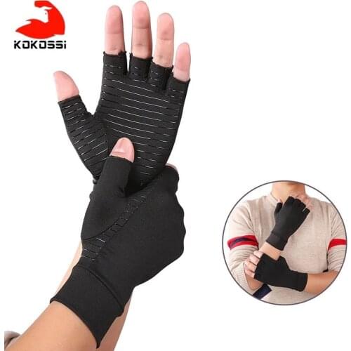 KoKossi 1 Pair Compression Arthritis Gloves Premium Arthritic Joint Pain Relief Hand Gloves Therapy Open Fingers Gloves