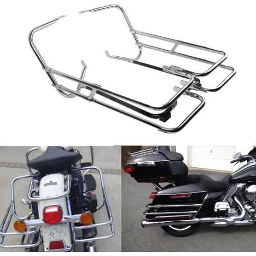 Motorcycle Saddlebag Guard Rail Mounts Bracket For Harley Touring Electra Glide FLHT Road Glide Road King Street Glide 1997-2008