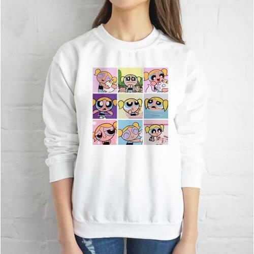 Powerpuff Girls Cartoon Women Sweatshirt 2021 Spring Autumn Kawaii Harajuku Oversized Streetwear Korean Hoodies Pullovers