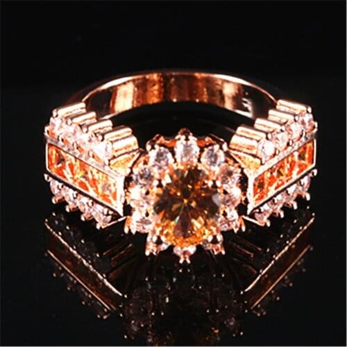 Hot Fashion Jewelry Size 6/7/8/9 Womens Rose Gold Color Crystal Rings Wedding Party Gift R018