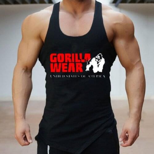 Gorilla wear fashion cotton sleeveless tank top men Fitness muscle shirt mens singlet Bodybuilding workout gym vest fitness men