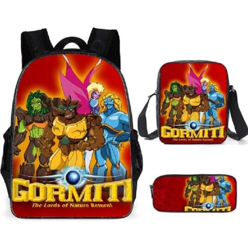 Gormiti School Bags Set 3Pcs Schoolbag for Kids Boys Girls Children Backpack Student Bookbags Child Pencil Book Bag