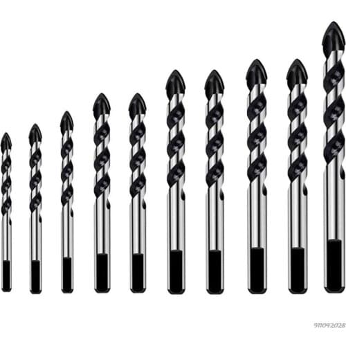 10Pcs Carbide Drill Bit Set for Ceramic Tile Concrete Glass Marble Wood Triangle Porcelain Metal Bits 3-12mm A13 21 Wholesales