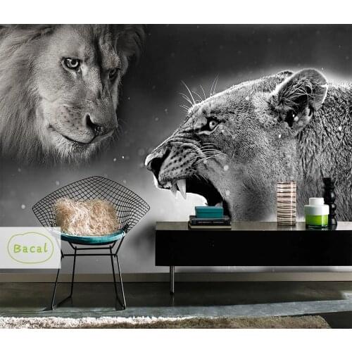 Bacal Custom wallpaper HD 3D domineering lion tiger animal photo TV backdrop wall large mural living room backdrop 5D wall paper