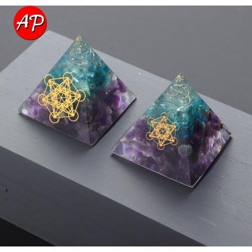 Natural Quartz Energy Square Stele Gold Wire Orgone Pyramid Otsuge Uranainandesu Meditation Feng Shui Ornaments