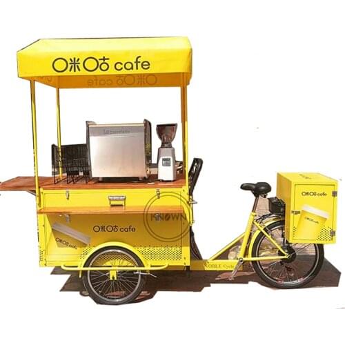 2021New Style Food Bike Mobile Coffee Tricycle Electric Selling Cart Street Europe Style Customized for Whole Sale