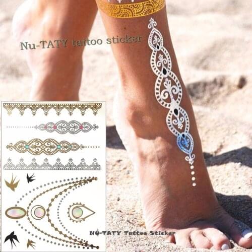 Nu-TATY 8PCS/LOT 24 style Temporary Tattoo Body Art, Swallows Totem chain Designs, Flash Tattoo Sticker Keep 3-5 days