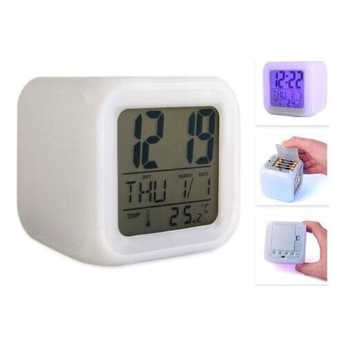 Original Boutique 7 Color Changing Cube clock desk clock relogio de mesa настольные часы reloj de escritorio
