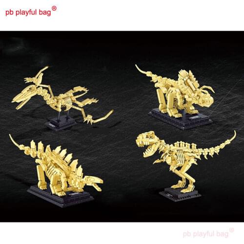 PB Playful Bag Jurassic simulation dinosaur skeletons DIY building block model childrens educational toys Creative gifts UG63