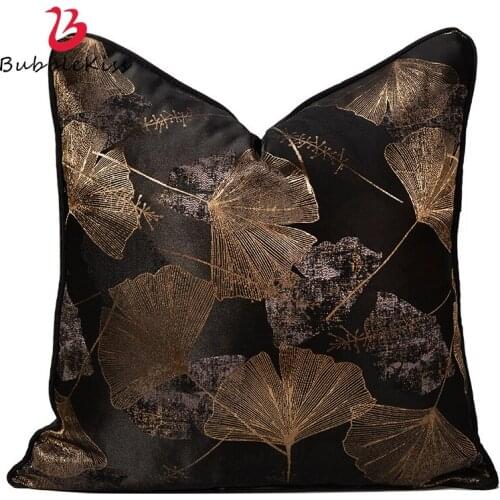 Bubble Kiss Golden Leaves High Precision Jacquard Throw Pillows Living Room Sofa Striped Cushion Cover Luxury 45X45 Pillowcase