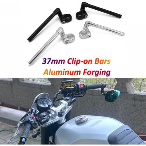 Retro Motorcycle Clip-on Handle Bars 37mm CNC Aluminum Alloy Forging Adjustable Clip On Handlebars for Cafe Racer Royal Enfield